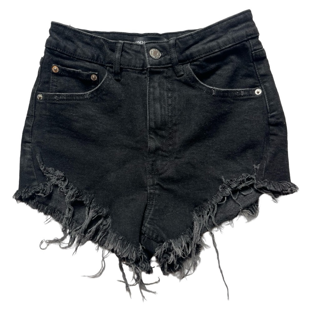Zara High Waisted Black Denim Cutoff Shorts